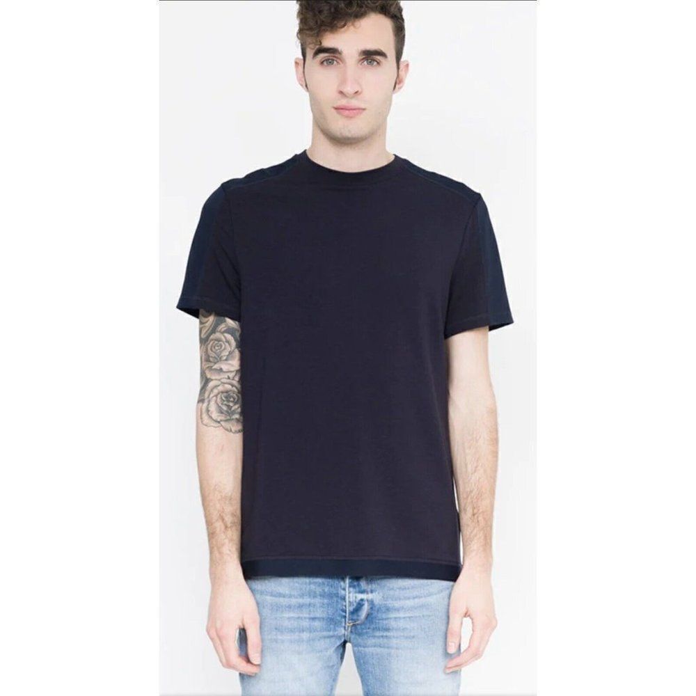 Quinn Kanodia Fabric Blocked T-Shirt QM71726-001-M5 Men’s Smal Short Sleeve Blue
